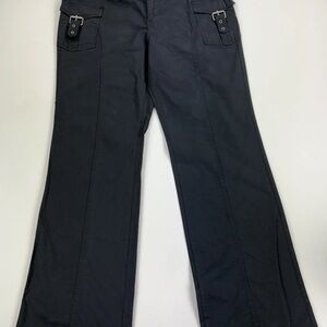 Wild Fable Mid Rise Utility Pants Bootcut Black Buckle Pockets Stretch Size L